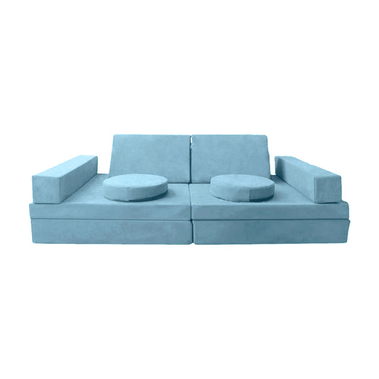 Likha Play Couch - Alon (Light Blue) with waterproof liner and Sand Beige replacement cover