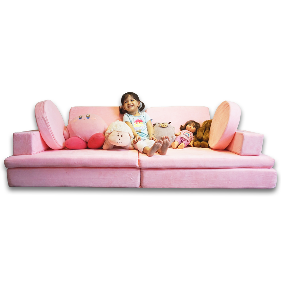 Likha Play Couch - Rosa (Light Pink) with waterproof liner and Sand Beige replacement cover